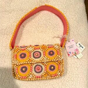 Viral Beaded Shoulder Bag - Pink and Yellow
